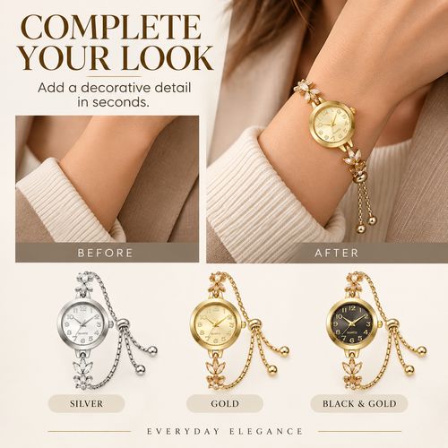 Women's Clover-Style Quartz Bracelet Watch