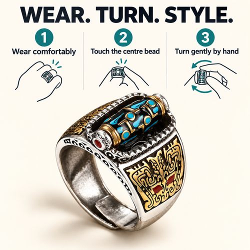 Nine-Eye Dzi Style Rotating Ring