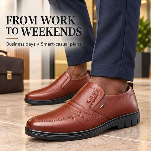 Soft PU Slip-On Business Shoes | Black & Brown
