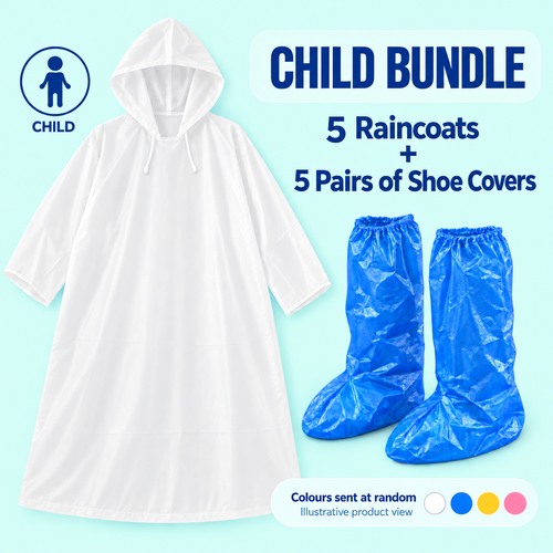 Disposable Raincoat Bundle - 5 Raincoats + 5 Pairs of Shoe Covers