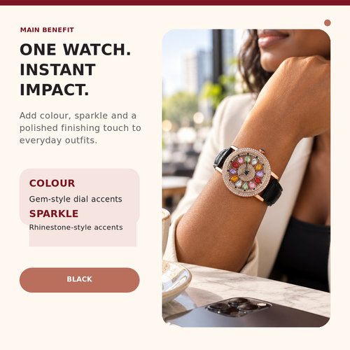 Women's Multicolour Floral Dial Sparkle Fashion Watch