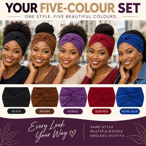Wide Twist Headbands | 5-Piece Colour Set