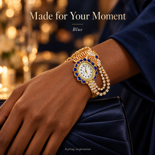 Women's Rhinestone Tassel Bangle Quartz Watch