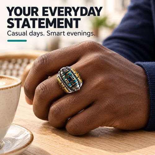 Nine-Eye Dzi Style Rotating Ring