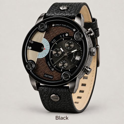 Statement Dial Watch with Rivet Strap