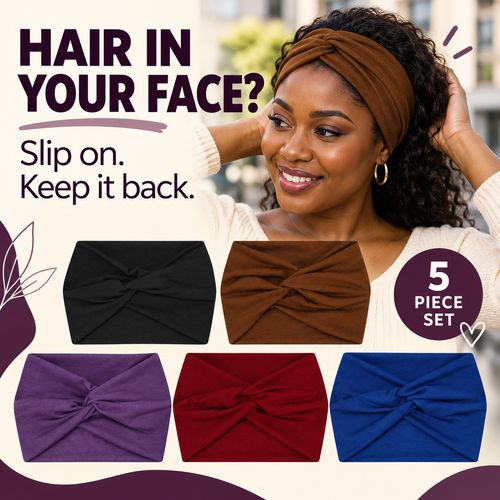 Wide Twist Headbands | 5-Piece Colour Set