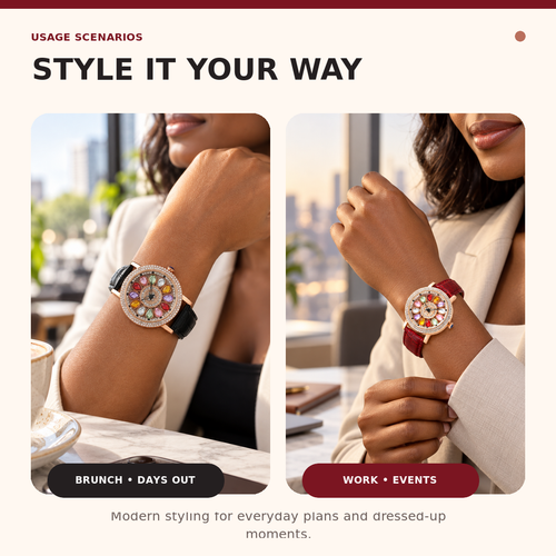 Women's Multicolour Floral Dial Sparkle Fashion Watch