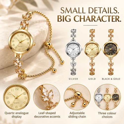 Women's Clover-Style Quartz Bracelet Watch