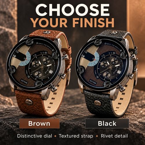 Statement Dial Watch with Rivet Strap