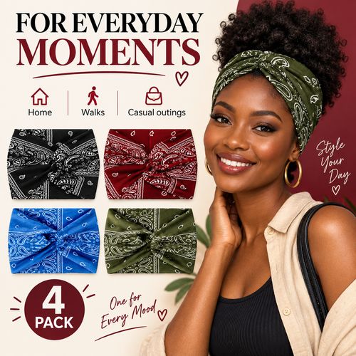 Paisley Twist Headbands | 4-Piece Colour Set