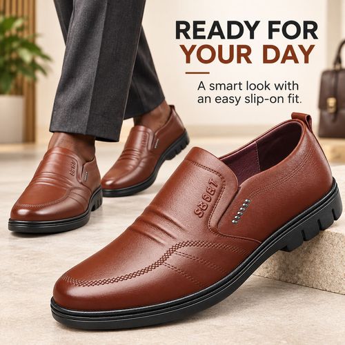 Soft PU Slip-On Business Shoes | Black & Brown