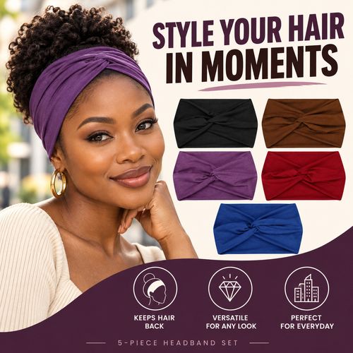 Wide Twist Headbands | 5-Piece Colour Set