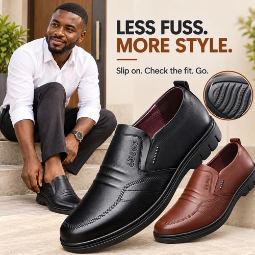 Soft PU Slip-On Business Shoes | Black & Brown