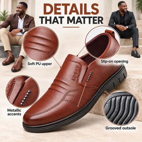 Soft PU Slip-On Business Shoes | Black & Brown