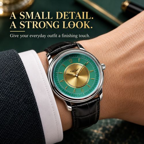 BINLIHUAN Green & Gold Dial Quartz Watch