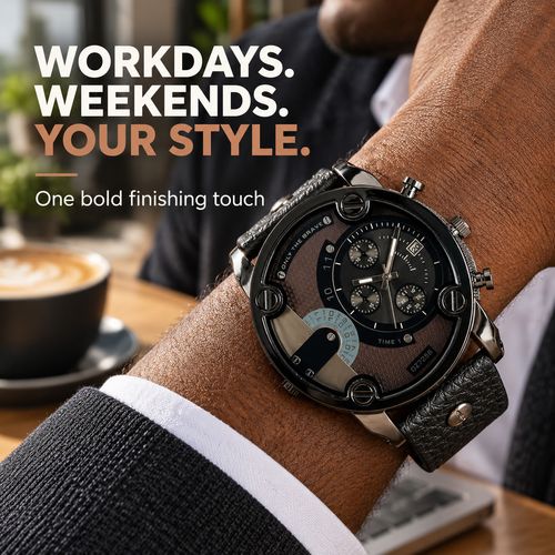 Statement Dial Watch with Rivet Strap