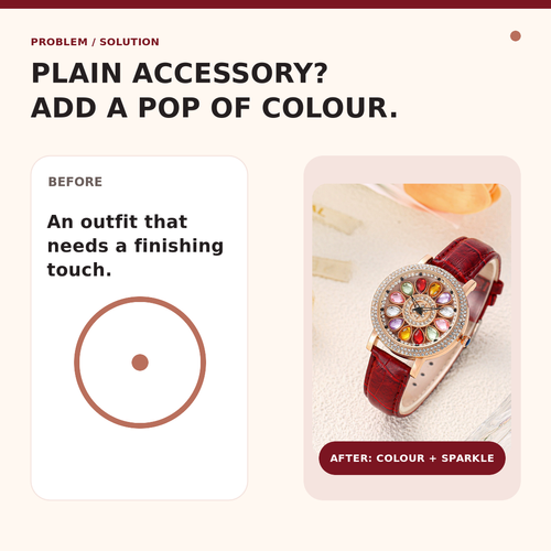 Women's Multicolour Floral Dial Sparkle Fashion Watch