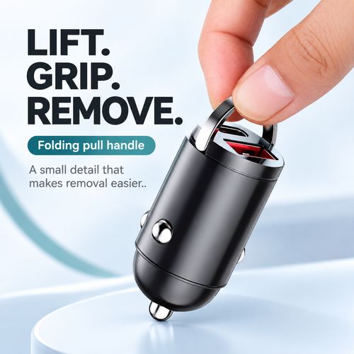 Mini USB-C & USB-A Car Charger with Pull Handle