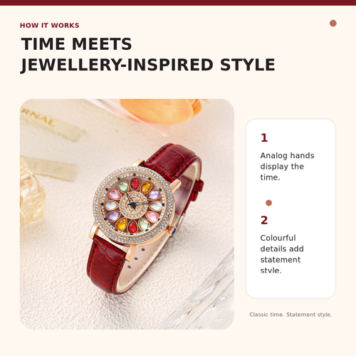 Women's Multicolour Floral Dial Sparkle Fashion Watch