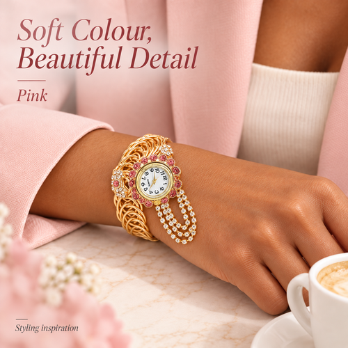 Women's Rhinestone Tassel Bangle Quartz Watch