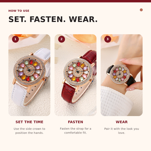 Women's Multicolour Floral Dial Sparkle Fashion Watch