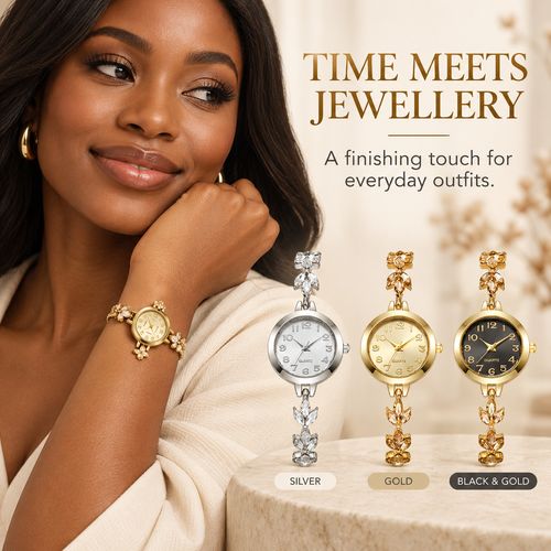 Women's Clover-Style Quartz Bracelet Watch