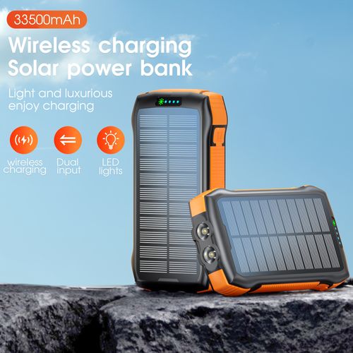 Bateria Solar Portátil de 20000mAh, Bateria Solar, Bateria de Grande Capacidade com Bússola