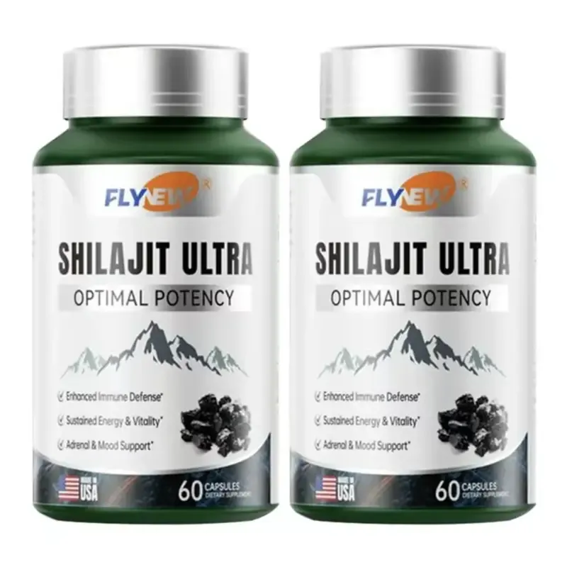 Natural High-Potency FLYNEW Shilajit Ultra I Adaptogen Energy Stamina Immune Antioxidant I Made in USA | 60 Capsules Dietary Supplement Healthcare Fitness Vitamin Edible Organic