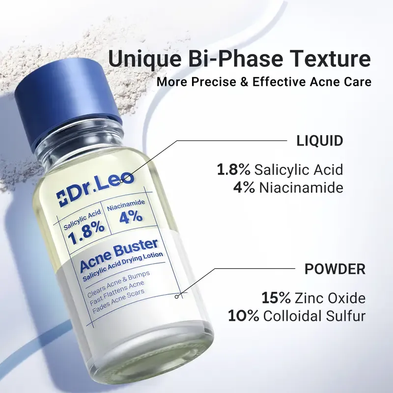 Dr.Leo Drying Lotion | Pimple Treatment & Body Acne Treatment | Visibly Shrinks Pimples in 24 Hours & Helps Fade Acne Marks in 7 Days | With 1.8% Encapsulated Salicylic Acid, 4% Niacinamide & 10% Sulfur (20ml)