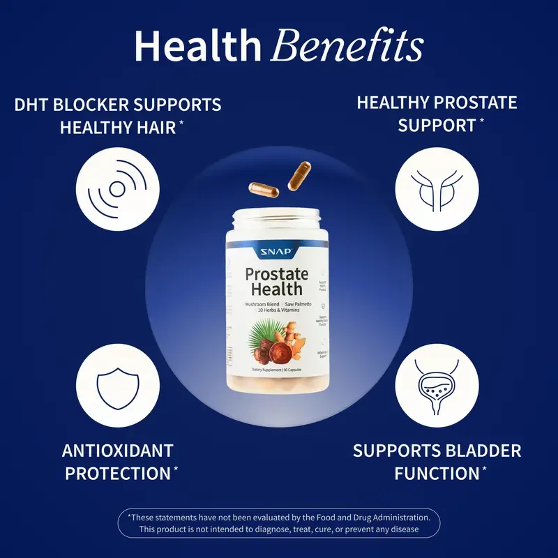 Snap Supplements - Natural Prostate Supplement for Men - Saw Palmetto Extract & Turmeric - Urinary Tract Health - 3rd party tested