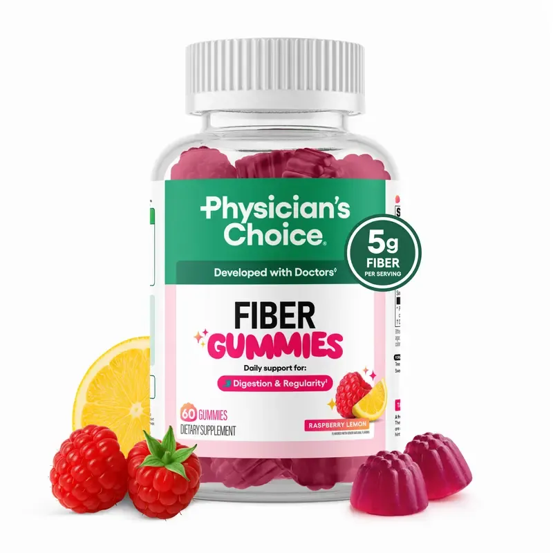 Physician Choice Fiber Gummies for Digestive Health & Regularity - HSA  FSA Eligible - No Sugar Added & Vegan - Daily Gummy for Adults