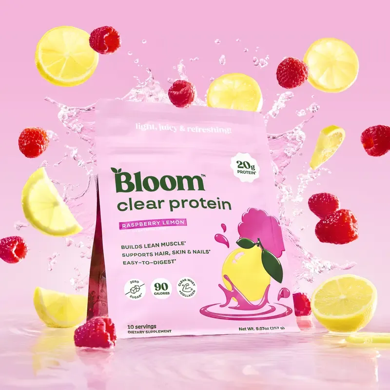 Bloom Nutrition Clear Protein - Clear Whey + Collagen Protein Blend | 20g Protein, 90 Calories, 0g Sugar, Light & Refreshing Fruity Drink | Protein for Women *contains dairy