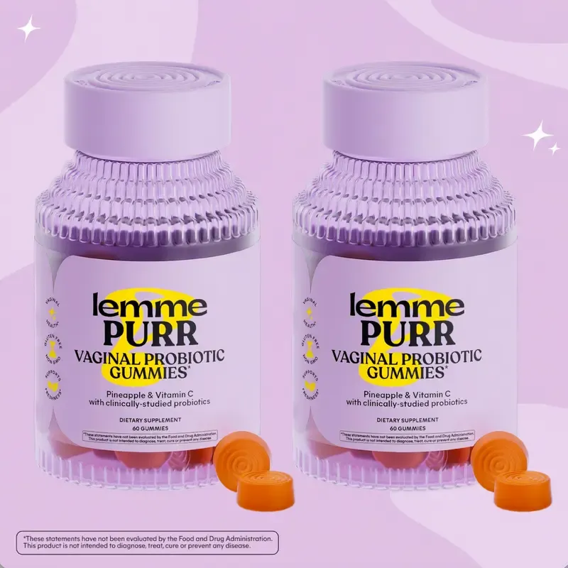 Lemme Purr Gummies - Vaginal Probiotic for Women - Balanced pH, Healthy Odor, Yeast Balance & Flora Support - Tasty Pineapple (60 Count)