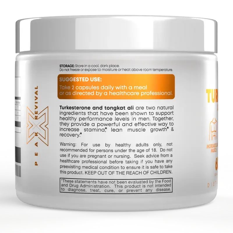 Peak Revival-X Natural Testosterone Booster for Men - Turkish Testosterone 1000 mg, Tongkat Ali, Colostrum - Enhances strength, endurance, energy, promotes recovery, builds muscle, and improves erectile function in middle-aged and older men - Eurofins tested pre-workout supplement, 60 capsules, fitness supplement, endurance supplement.