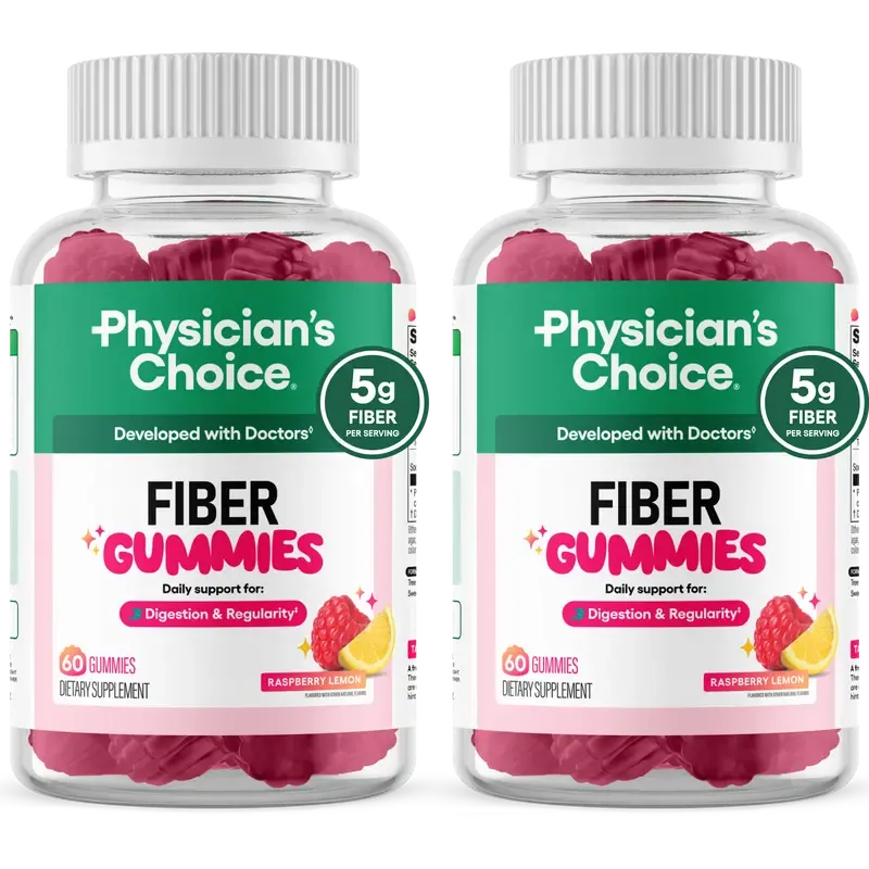 Physician Choice Fiber Gummies for Digestive Health & Regularity - HSA  FSA Eligible - No Sugar Added & Vegan - Daily Gummy for Adults