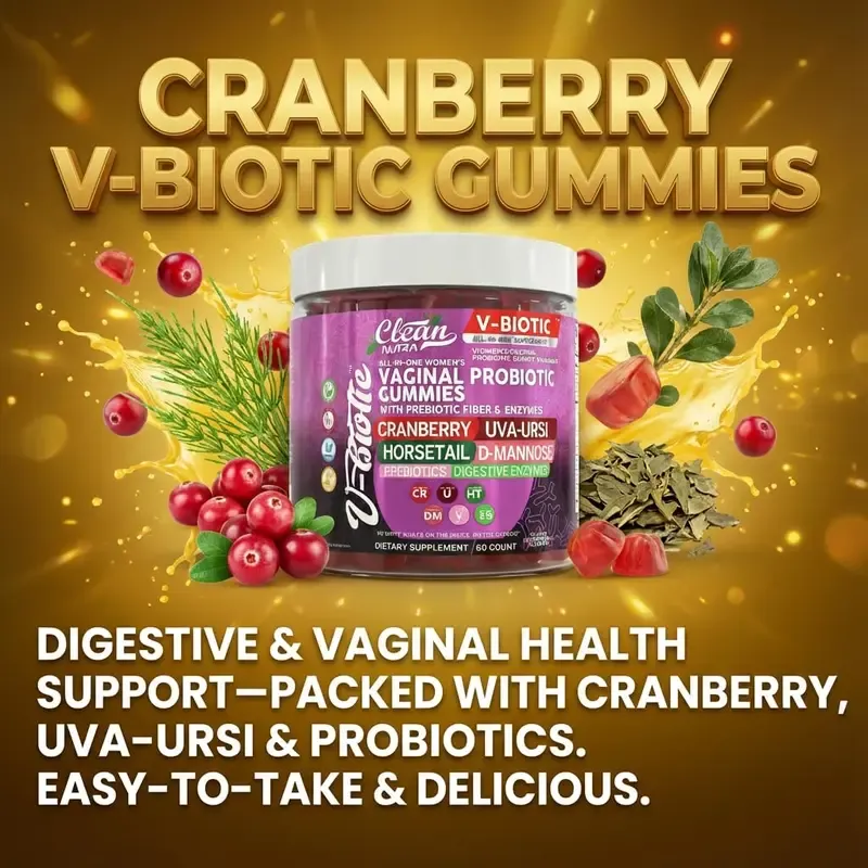 Clean Nutra Prebiotics Fiber & Enzymes, Cranberry, Uva Ursi, Horestail & D-mannose for Women's Digestive Health Gummies – VBiotic