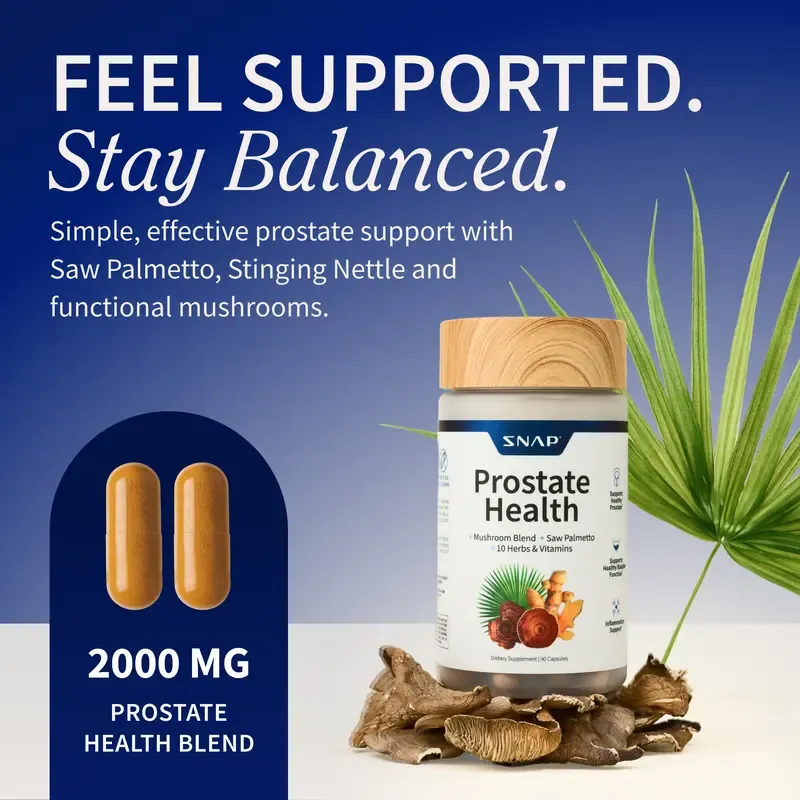 Snap Supplements - Natural Prostate Supplement for Men - Saw Palmetto Extract & Turmeric - Urinary Tract Health - 3rd party tested