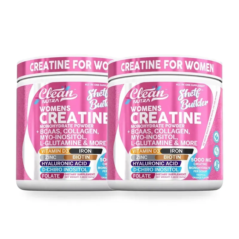 Clean Nutra Women's Creatine Monohydrate Powder with BCAAs, Collagen, Myo-Inositol, L-Glutamine, & More for Optimal Wellness & Beauty Support – Shelf Builder