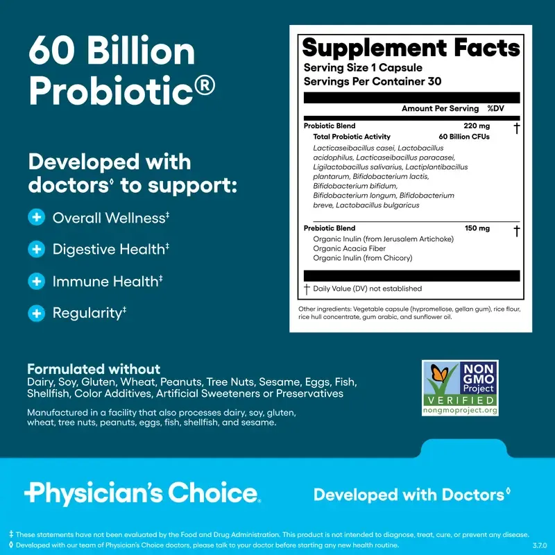 Physician's Choice Hack your Tummy Bundle: Bloating, Digestion & Immune Support for Men & Women with Digestive Enzymes & 60 Billion Probiotic