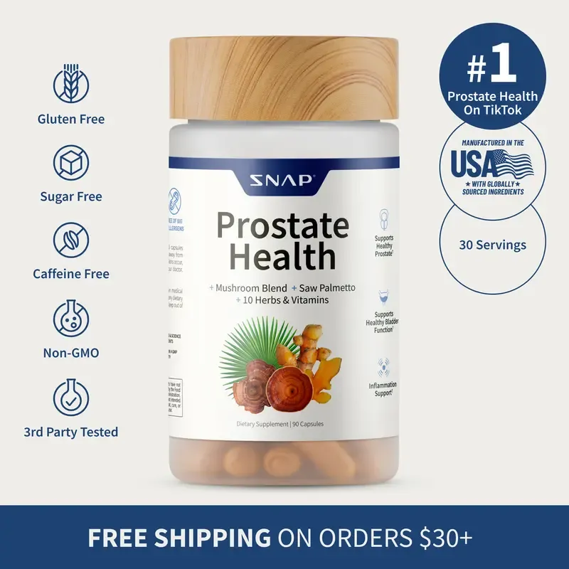 Snap Supplements - Natural Prostate Supplement for Men - Saw Palmetto Extract & Turmeric - Urinary Tract Health - 3rd party tested