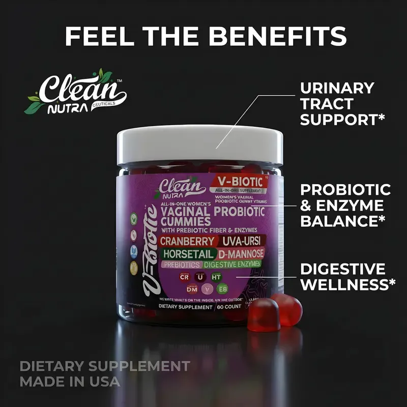 Clean Nutra Prebiotics Fiber & Enzymes, Cranberry, Uva Ursi, Horestail & D-mannose for Women's Digestive Health Gummies – VBiotic