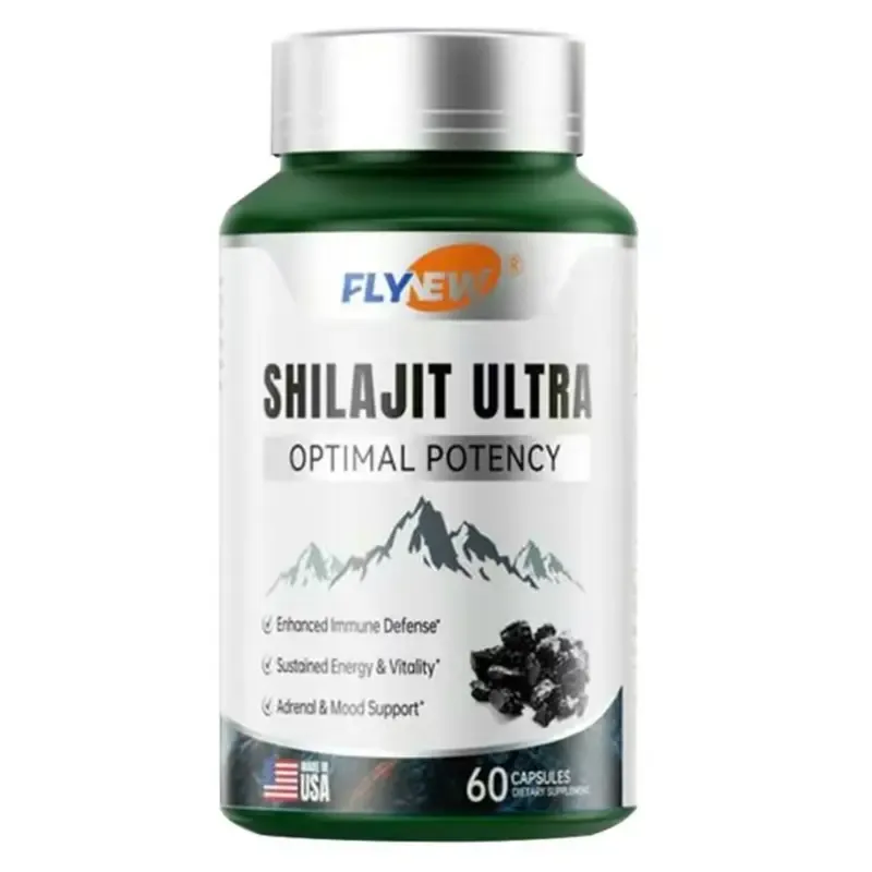 Natural High-Potency FLYNEW Shilajit Ultra I Adaptogen Energy Stamina Immune Antioxidant I Made in USA | 60 Capsules Dietary Supplement Healthcare Fitness Vitamin Edible Organic
