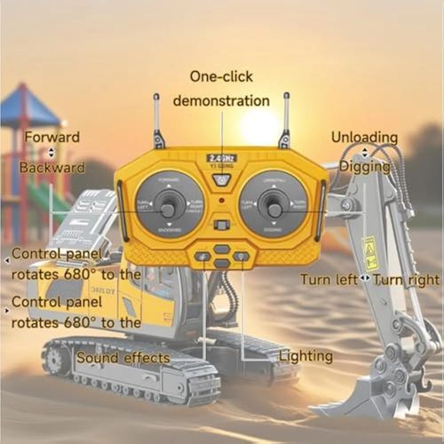 Mudsterz Excavator, Mudsterz Trucks, 360 Rotation Alloy Remote Control Excavator, Rc Trucks and Dump Truck Set for Adults with Cool Lights and Sounds (1PCS-A)