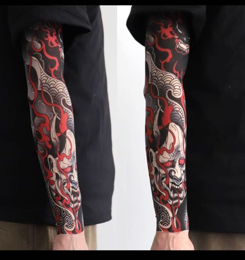 A pair of summer outdoor cycling flower arm tattoo sleeves, sports tourism, fishing, sun protection, tattoo sleeves, arm guards