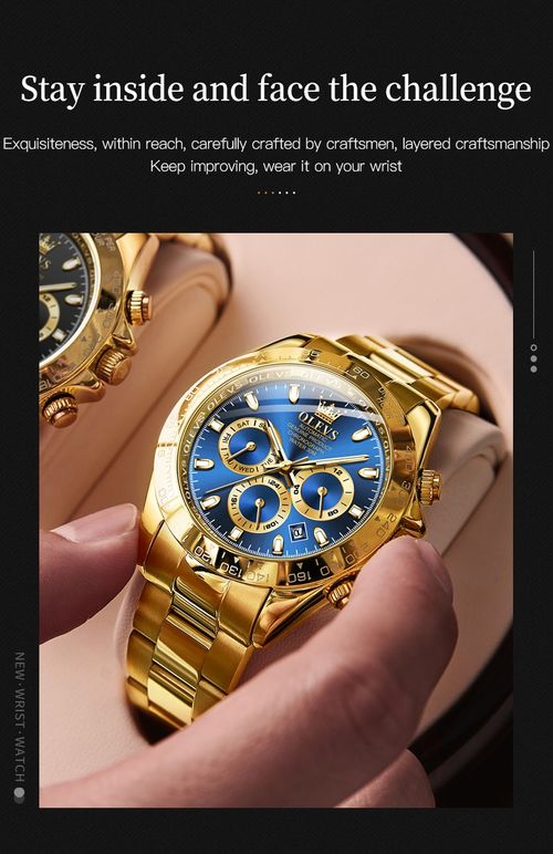 Waterproof business men's gold watch