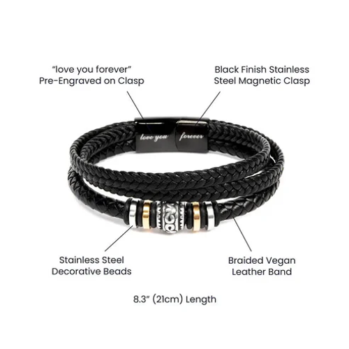 Stainless steel engraved Love you forever men's bracelet