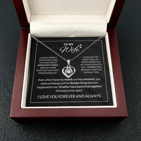 To My Wife - Forever & Always Heart Necklace