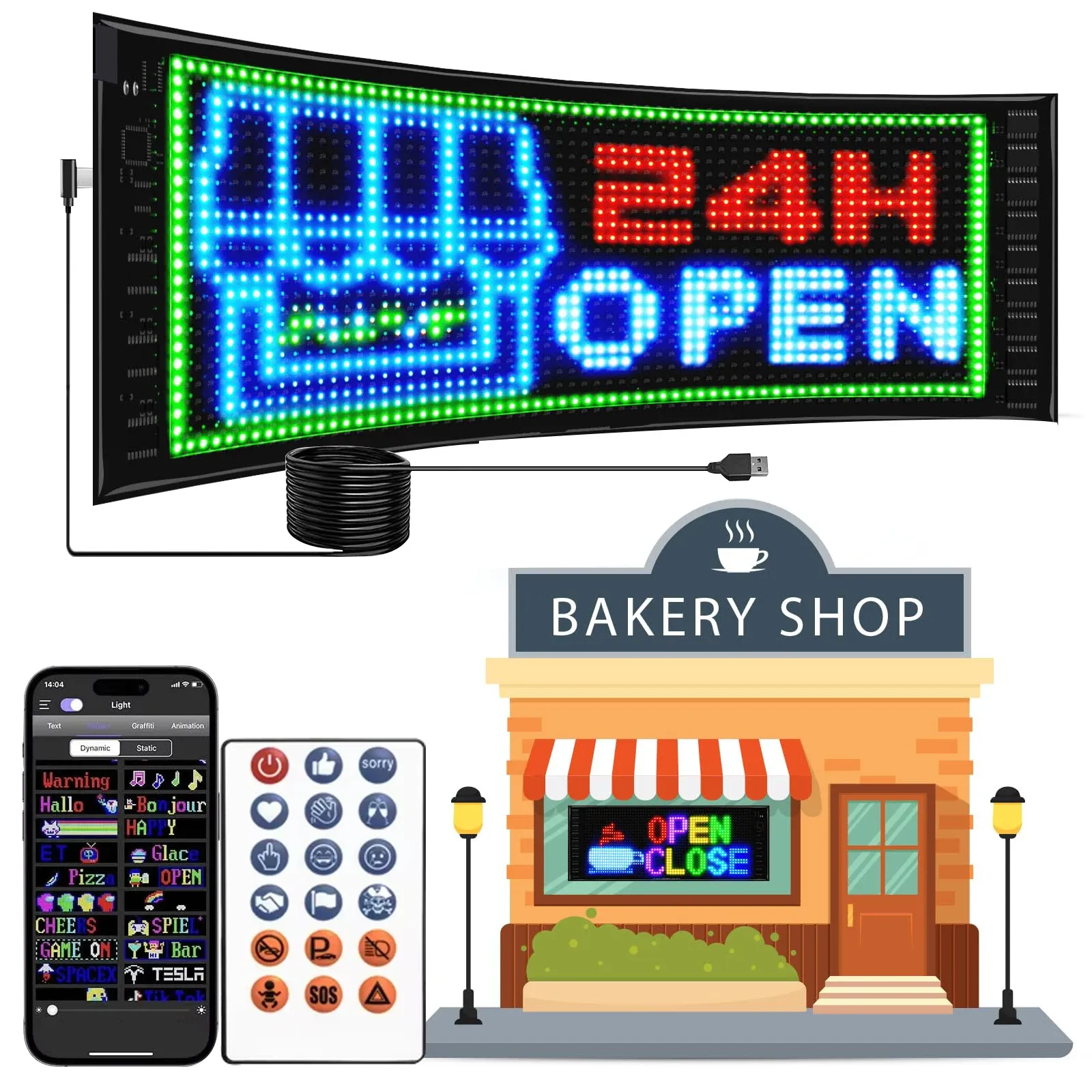 Programmable Flexible LED Scrolling Display with Bluetooth App Control size70*173MM