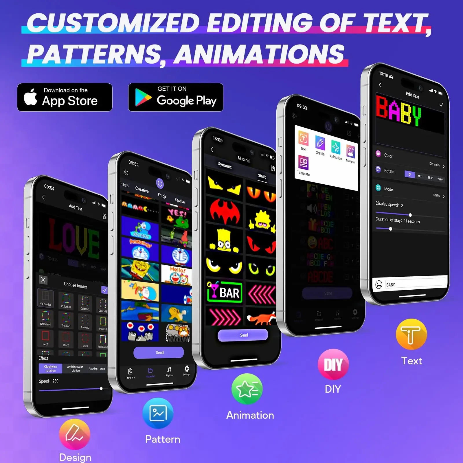 Programmable Flexible LED Scrolling Display with Bluetooth App Control size70*173MM