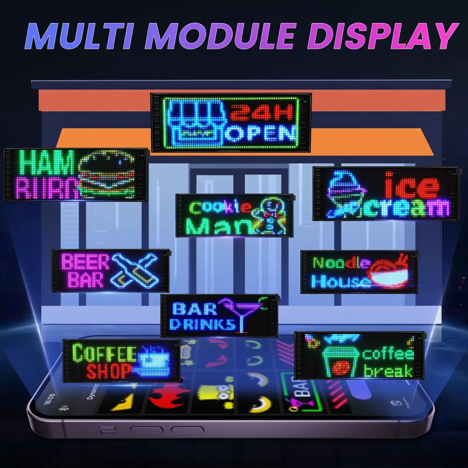 Programmable Flexible LED Scrolling Display with Bluetooth App Control size70*173MM